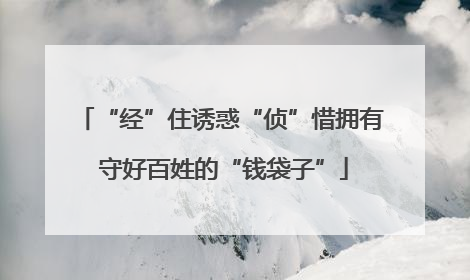 “经”住诱惑“侦”惜拥有 守好百姓的“钱袋子”