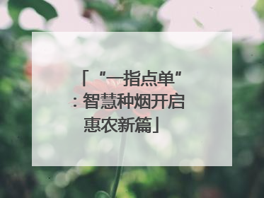 “一指点单”：智慧种烟开启惠农新篇