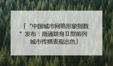 “中国城市网络形象指数”发布：南通跻身Ⅱ型前列 城市传播表现出色