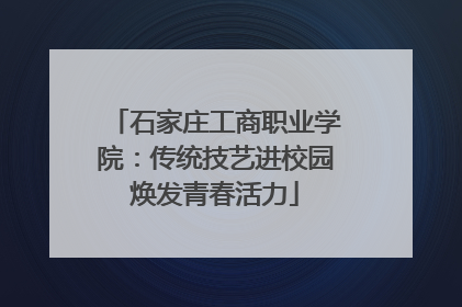 石家庄工商职业学院：传统技艺进校园焕发青春活力