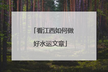 看江西如何做好水运文章