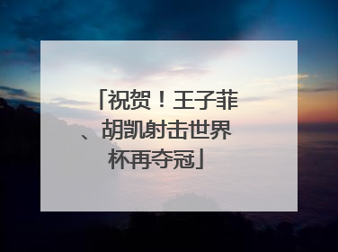 祝贺！王子菲、胡凯射击世界杯再夺冠