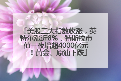 美股三大指数收涨，英特尔涨近8%，特斯拉市值一夜增超4000亿元！黄金、原油下跌