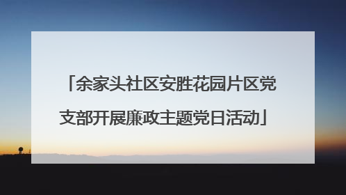 余家头社区安胜花园片区党支部开展廉政主题党日活动