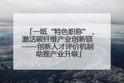一纸“特色职称”，激活碳纤维产业创新链——创新人才评价机制 助推产业升级