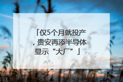 仅5个月就投产，贵安再添半导体显示“大厂”