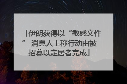 伊朗获得以“敏感文件” 消息人士称行动由被招募以定居者完成