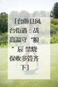 台前县凤台街道：战高温守“粮”辰 禁烧保收多管齐下