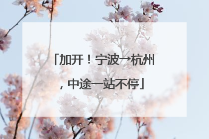 加开！宁波→杭州，中途一站不停