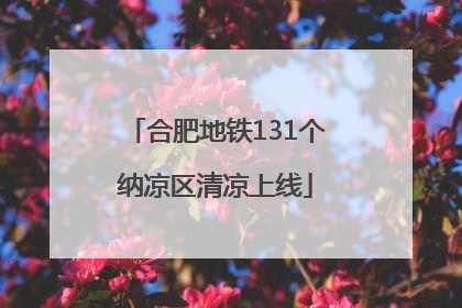 合肥地铁131个纳凉区清凉上线