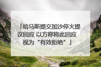 哈马斯提交加沙停火提议回应 以方称将此回应视为“有效拒绝”