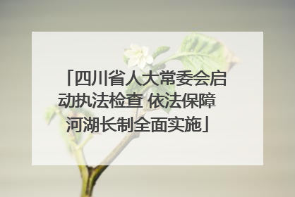 四川省人大常委会启动执法检查 依法保障河湖长制全面实施