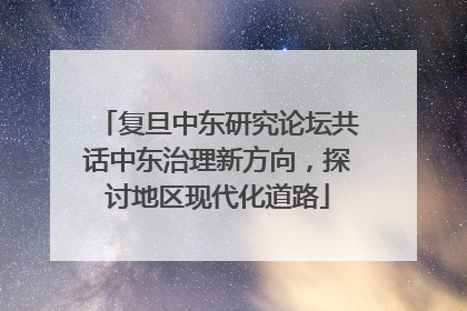 复旦中东研究论坛共话中东治理新方向，探讨地区现代化道路