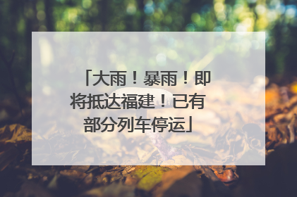 大雨！暴雨！即将抵达福建！已有部分列车停运