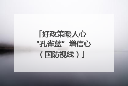 好政策暖人心 “孔雀蓝”增信心（国防视线）