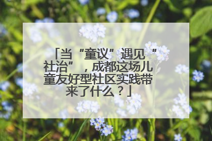 当“童议”遇见“社治”，成都这场儿童友好型社区实践带来了什么？