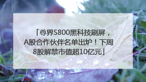 尊界S800黑科技刷屏，A股合作伙伴名单出炉！下周8股解禁市值超10亿元