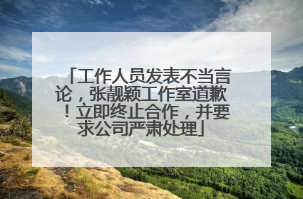 工作人员发表不当言论，张靓颖工作室道歉！立即终止合作，并要求公司严肃处理