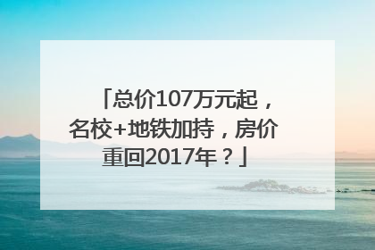 总价107万元起，名校+地铁加持，房价重回2017年？