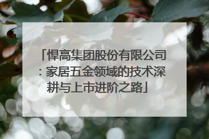 悍高集团股份有限公司：家居五金领域的技术深耕与上市进阶之路
