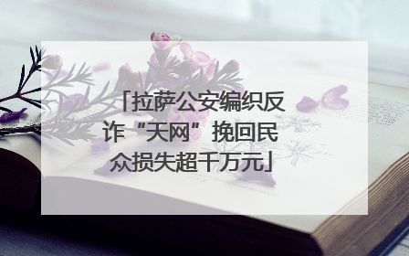 拉萨公安编织反诈“天网”挽回民众损失超千万元
