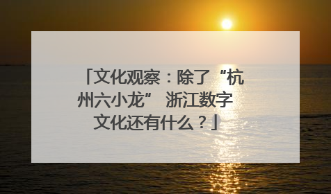 文化观察：除了“杭州六小龙” 浙江数字文化还有什么？