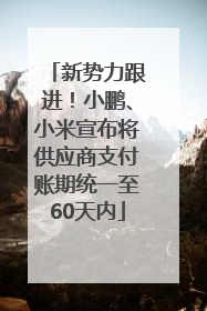 新势力跟进！小鹏、小米宣布将供应商支付账期统一至60天内
