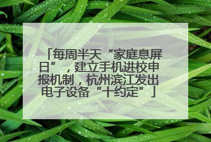 每周半天“家庭息屏日”，建立手机进校申报机制，杭州滨江发出电子设备“十约定”