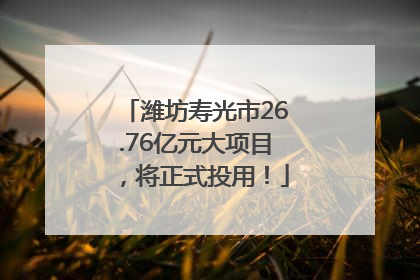 潍坊寿光市26.76亿元大项目，将正式投用！