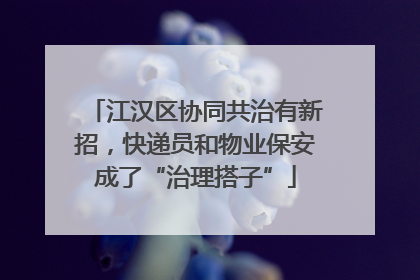 江汉区协同共治有新招，快递员和物业保安成了“治理搭子”