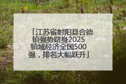江苏省射阳县合德镇强势跻身2025镇域经济全国500强，排名大幅跃升