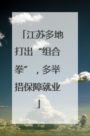 江苏多地打出“组合拳”，多举措保障就业