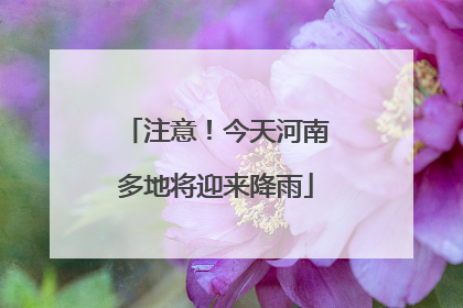 注意！今天河南多地将迎来降雨