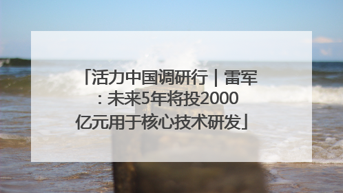 活力中国调研行｜雷军：未来5年将投2000亿元用于核心技术研发