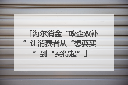 海尔消金“政企双补”让消费者从“想要买”到“买得起”