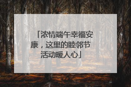 浓情端午幸福安康，这里的睦邻节活动暖人心