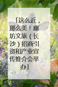 这么近，那么美！廊坊文旅（长沙）招商引资和产业宣传推介会举办