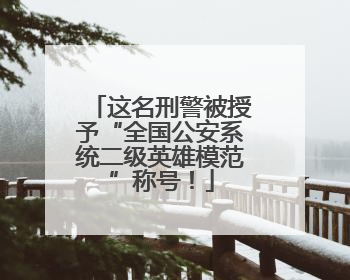 这名刑警被授予“全国公安系统二级英雄模范”称号！