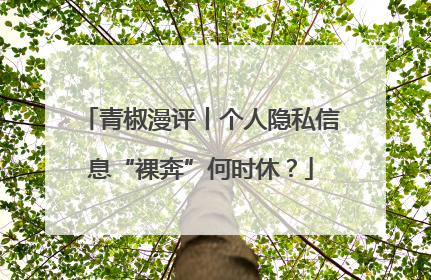 青椒漫评丨个人隐私信息“裸奔”何时休？