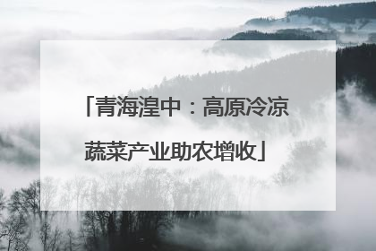 青海湟中：高原冷凉蔬菜产业助农增收