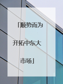 顺势而为开拓中东大市场