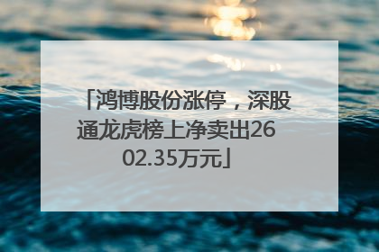 鸿博股份涨停，深股通龙虎榜上净卖出2602.35万元