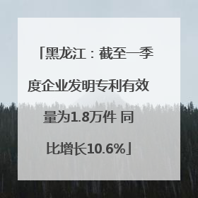 黑龙江：截至一季度企业发明专利有效量为1.8万件 同比增长10.6%